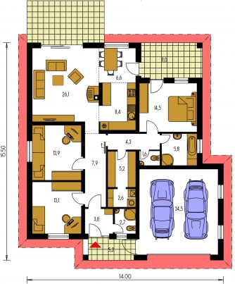 Mirror image | Floor plan of ground floor - BUNGALOW 105